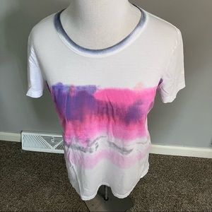Marc By Marc Jacobs White T-shirt with Pink Purple Sunset Look Sz M Medium Shirt
